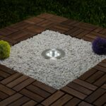 Spot encastrable au sol rond argenté boîtier métal verre protecteur LED