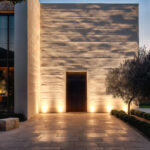 Spot encastrable au sol LED 7W, boîtier rond métal sombre, uplight pour façade, éclairage extérieur