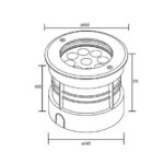 Spot LED encastrable au sol rond, corps ventilé, module LED multiple, flasque ø160 mm