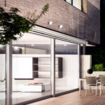 Spot LED extérieur rond blanc, fixation murale, lumière d'accent dirigée vers le bas sur façade