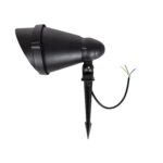 Spot extérieur sur piquet noir orientable avec câble et fils dénudés