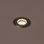 Spot encastrable au sol LED mini blanc chaud 3000K, anneau métal rond brossé