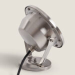 Spot LED orientable en acier inoxydable, tête ronde, support de fixation au sol avec câble