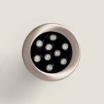 Spot LED encastré rond pour sol, 9 LED, entourage inox brossé, intérieur noir