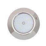 Spot LED rond inox pour piscine, montage en saillie, lentille circulaire à diodes visibles