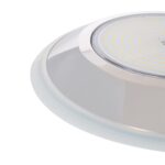 Spot LED piscine rond inox, diffuseur blanc, montage en saillie, carte LED visible