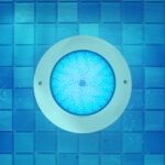 Spot LED piscine rond inox encastré bleu submersible