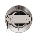 Spot LED inox rond, boîtier transformateur et câble enroulé