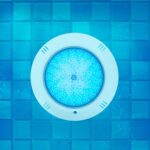 Spot LED piscine circulaire blanc, lumière bleue, anneau plastique, montage mural submersible