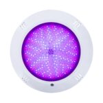 Spot LED piscine circulaire blanc en saillie, nombreuses LED visibles éclairage violet
