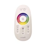 Télécommande LED RGBW blanche avec sélecteur couleur tactile circulaire et boutons de réglage