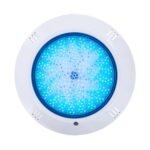 Spot piscine LED rond blanc, éclairage bleu, fixation en saillie