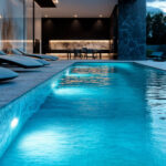 Spot LED piscine rond blanc encastré, éclairage submersible bleu pour installation murale