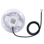 Spot LED piscine rond blanc surface avec câble noir et support de fixation arrière