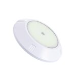 Spot LED piscine blanc rond saillie, diffuseur central transparent avec matrice de petites LEDs