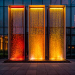 Spot LED RGB au sol, lumière orange-rouge chaude pour cascades d'eau verticales