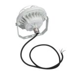 Spot LED rond gris avec dissipateur à ailettes, support orientable et câble d'alimentation