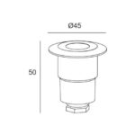 Spot encastrable au sol rond diamètre 45 mm, hauteur 50 mm, finition métal