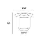 Spot encastrable au sol rond Ø62 mm, hauteur 60 mm, finition à bord plat