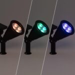 Spot LED noir sur piquet, éclairage RGB changeant, tête orientable