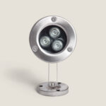Spot LED 3 modules inox sur support orientable finition brossée