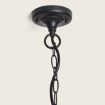 Suspension à fixation au plafond avec chaîne métallique noire et rosace circulaire