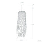 Suspension bambou extérieure allongée à lanières fixation plafond