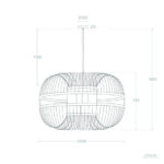 Suspension bambou extérieure en forme arrondie avec lames verticales et fixation au plafond