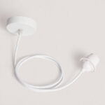 Suspension blanche, rosace de plafond avec câble et douille pendante