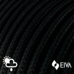 Câble textile tressé noir pour suspension extérieure, vue rapprochée