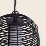 Suspension extérieure à cage métallique tressée noire avec diffuseur cylindrique blanc