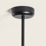 Suspension extérieure noire en aluminium avec tige droite et rosace de plafond ronde