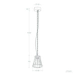 suspension extérieure en aluminium avec abat-jour conique grillagé, suspension par chaîne et rosace plafond