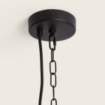 Suspension extérieure noire en aluminium, rosace de plafond ronde avec chaîne et câble d'alimentation