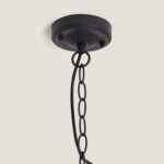 Suspension extérieure métal noir mat à chaîne avec rosace de fixation plafond