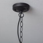 Suspension en métal noir à chaîne et câble, rosace de plafond ronde, finition mate