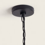 Suspension extérieure noire en métal avec chaîne et rosace de plafond