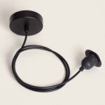 Suspension à câble noir avec rosace de plafond et douille pendante