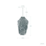 Suspension en fibres naturelles, forme goutte allongée, finition effilochée, fixation plafond pour extérieur