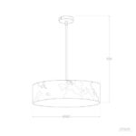 Suspension cylindrique à abat-jour motif ardoise, tige de fixation au plafond