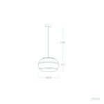 Suspension oblate en rotin pour extérieur Ø800 mm, forme aplatie, câble de fixation plafond