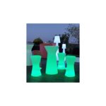 Lampe de table LED en plastique translucide, forme sablier, éclairage vert