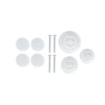 Kit de fixation mural blanc avec vis et caches ronds