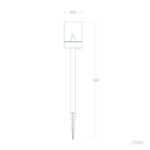 Torche solaire à effet flamme avec piquet, tête rectangulaire et tige fine pour installation extérieure