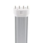 Tube LED aluminium strié avec culot 2G11 à quatre broches, finition argentée