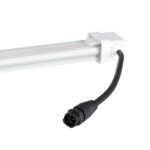 Tube LED T8, diffuseur transparent, embout blanc et câble noir avec connecteur 3 broches