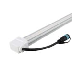 Tube LED T8 60 cm à profil aluminium, diffuseur transparent, embouts blancs et câble avec connecteur étanche
