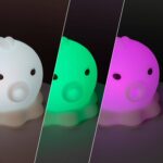 Veilleuse LED pieuvre en silicone, couleurs RGB changeantes blanc, vert et rose