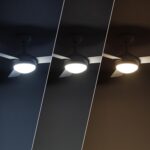 Ventilateur de plafond 3 pales blanches avec luminaire intégré, montage plafond