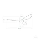 Ventilateur de plafond trois pales courbées, boîtier central compact pour montage au plafond